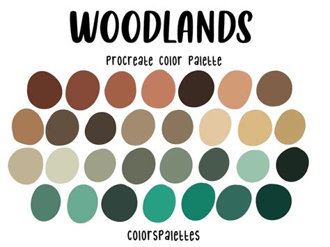 Woodlands Procreate Color Palette Colorspalettes™ Etsy