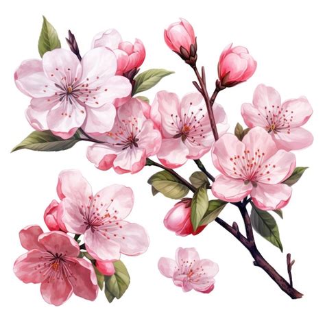 Premium AI Image Watercolor Sakura Flowers