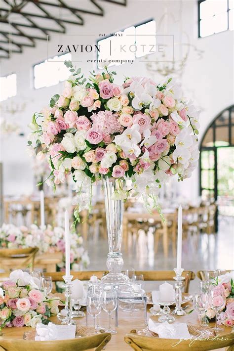 This Stunning Mass Arrangement Is Everything We Love The Roses White Pink Raw Wooden Ta