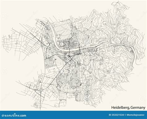 Street Roads Map Of Heidelberg Germany Stock Vector Illustration Of