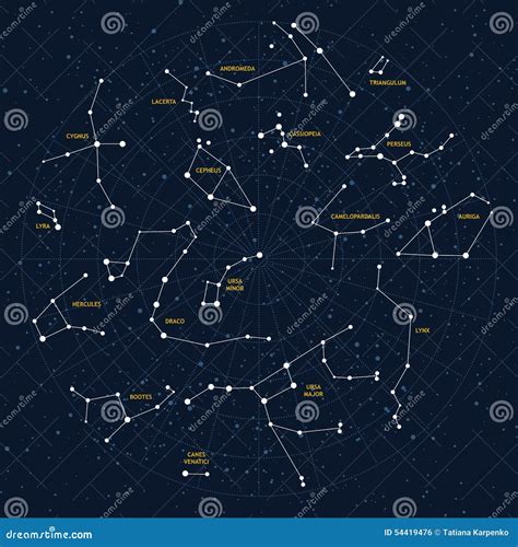 Sky map stock vector. Illustration of auriga, lacerta - 54419476