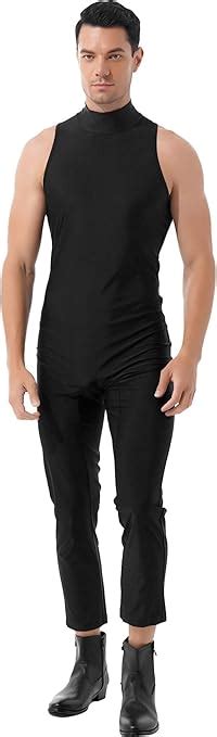 Chictry Mens One Piece Turtleneck Spandex Sleeveless Unitard Full