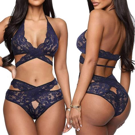 Women Sexy Lingerie Two Piece Lace Bra And Panty Set Babydoll Sleepwear