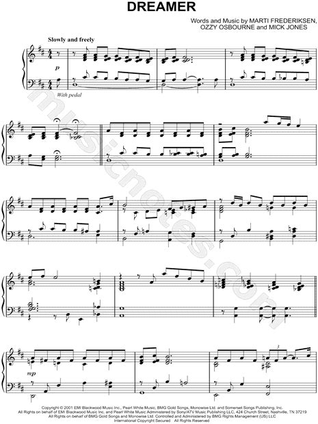 Ozzy Osbourne Dreamer Sheet Music Piano Solo In D Major Download And Print Sku Mn0161950