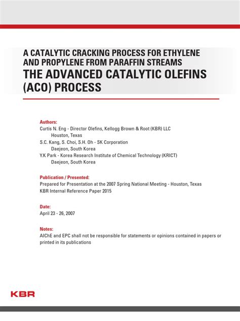 A Catalytic Cracking Process For Ethylene And Propylene From Paraffin Streams Pdf Cracking