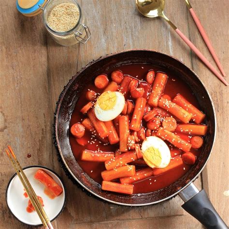 Topokki Oder Tteokbokki Ist Gebratener Reiskuchen Mit Gem Se Und