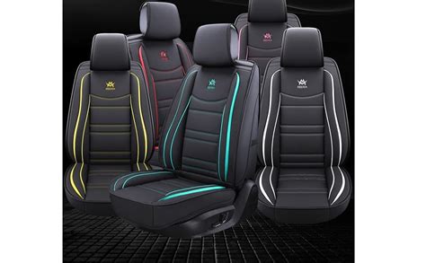 Outos Luxury Leather Auto Car Seat Covers 5 Seats Full Set Universal Fitbk Pink