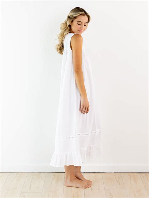 Theresa White Cotton Nightgown Jacaranda Living