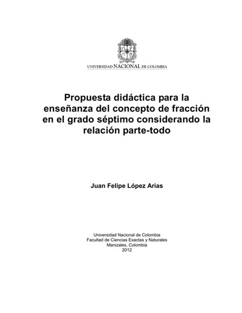 Propuesta Did Ctica Para La Ense Anza Del Concepto De Fracci N En