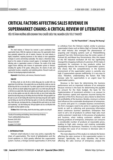 Pdf Critical Factors Affecting Sales Revenue In Supermarket Chains A Critical Review Of