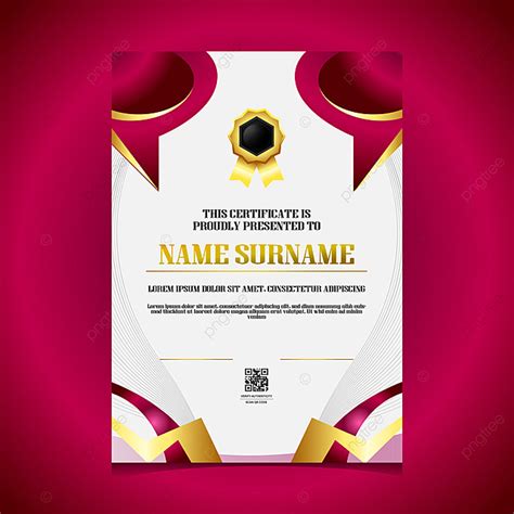 Portrait Maroon And Gold Certificate Diploma Or Appreciation Template