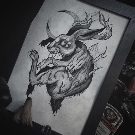 #rabbit #tattoo #rabbittattoo #creepy #horror #tattooblack #blacktattoo ...