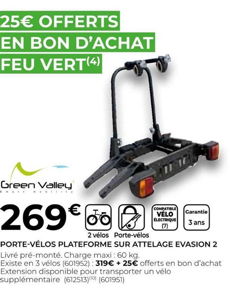 Promo Green valley porte vélos plateforme sur attelage evasion 2 chez