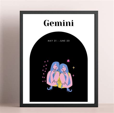 Gemini Zodiac Art Print Astrology Poster Star Sign Wall Art