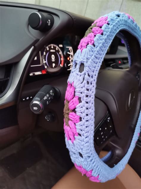 Sunflower Crochet Steering Wheel Covercrochet Steering Wheel Etsy