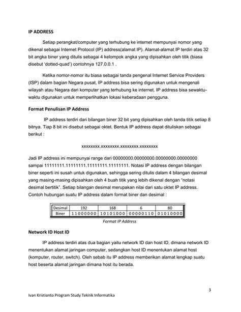 Ip Address Subnetting Routing Makalah Jarkom Pdf