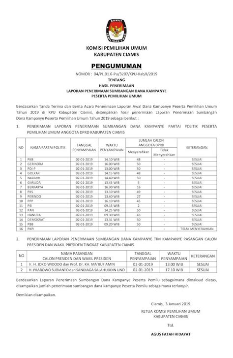 PDF PENGUMUMAN KPUkab Ciamis Kpu Go Id 1 PDF Pengumuman Lpsdk