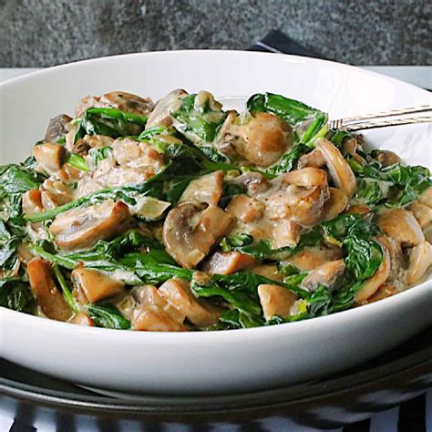 Creamy Mushrooms And Spinach Kudos Kitchen By Renee