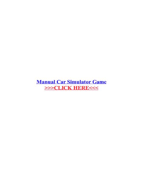 Fillable Online Manual Car Simulator Game Fax Email Print - pdfFiller