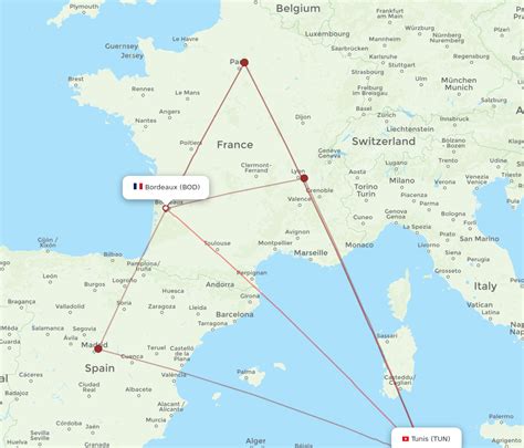 All Flight Routes From Bordeaux To Tunis Bod To Tun Flight Routes