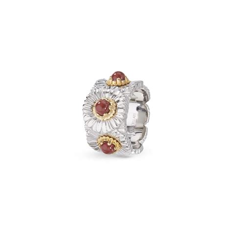 Anello Buccellati Blossoms Color Eternelle Margherita Con Diaspro Rosso