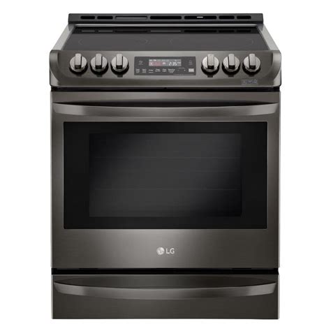 Shop Lg Easyclean Smooth Surface 5 Element Slide In Convection Electric Range Black Stainless