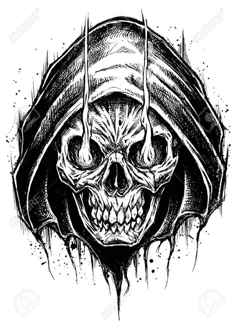 Grim Reaper Drawing Line Work Vector ... | Tatouage