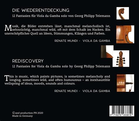 Georg Philipp Telemann Fantasien F R Viola Da Gamba Solo Nr Cd