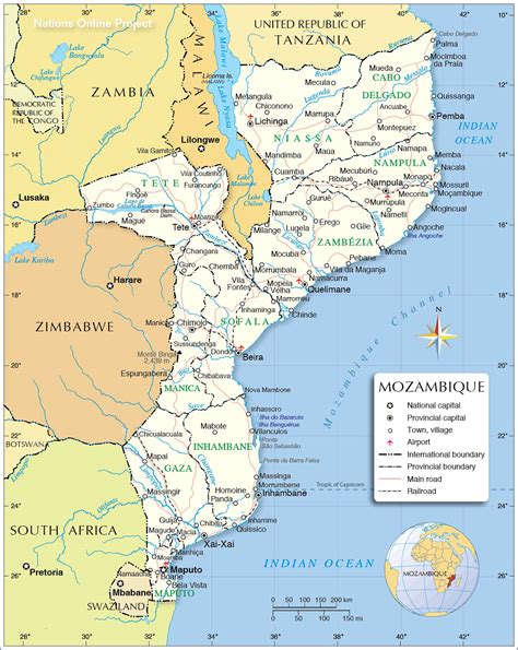 Political Map Of Mozambique Nations Online Project