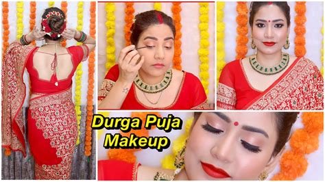 Durga Puja Makeup Look Day Navratri Puja Makeup Look Makeup