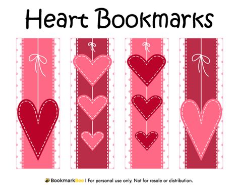 Printable Heart Bookmarks