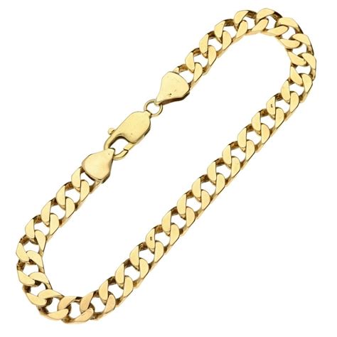 Mens 9ct Yellow Gold Solid Curb Bracelet 8½ Miltons Diamonds