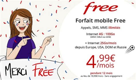 Le forfait illimité Free avec 100Go de data à 4 99 en vente privée