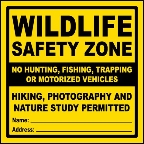 wildlife safety zone sign