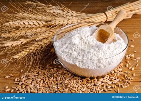 Wheat Grain And Flour Stock Photo Image Of Bowl Background 22804776