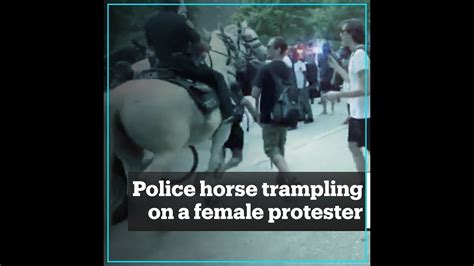 Us Police Officer On Horseback Trampling On Protester Youtube