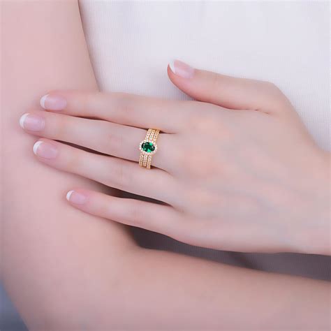 Eternity Emerald And Diamond Oval Halo 18k Yellow Gold Engagement Ring