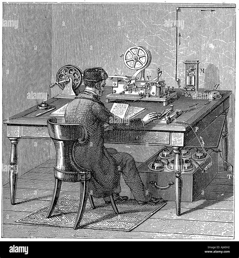 Operator Sending A Message On A Morse Electric Printing Telegraph 1887