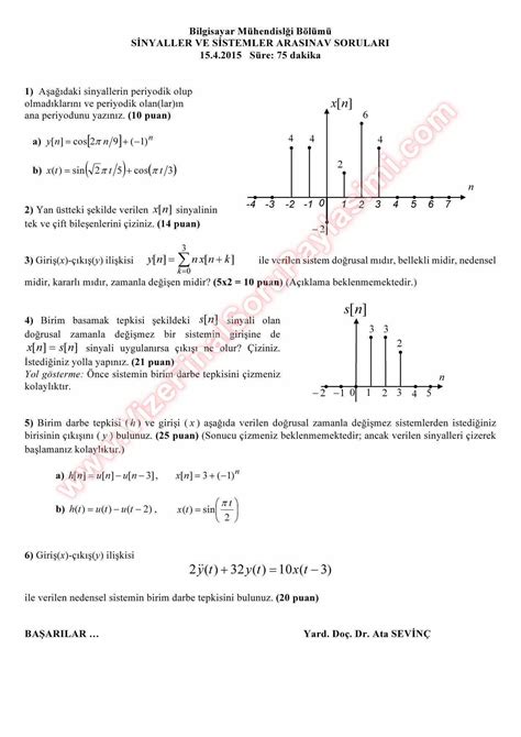 Sinyaller Ve Sistemler Vize Sorular Ve Z Mleri Vize Ve