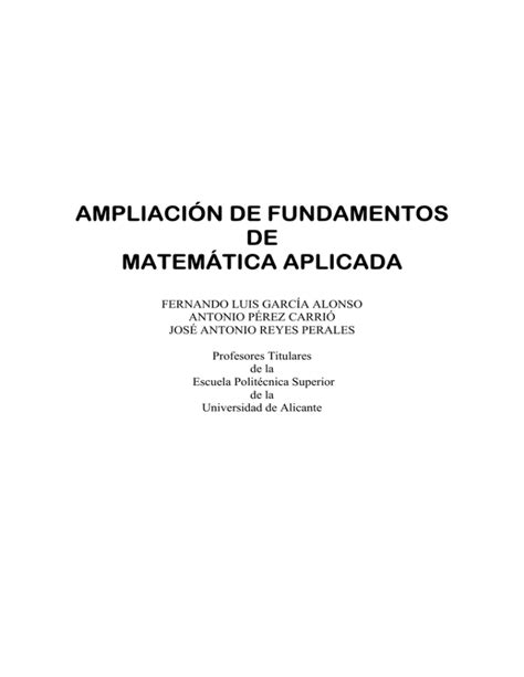 Ampliaci N De Fundamentos De Matem Tica Aplicada