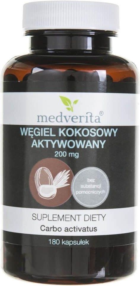 Medverita Węgiel kokosowy aktywowany 200mg 180 kaps Opinie i ceny na