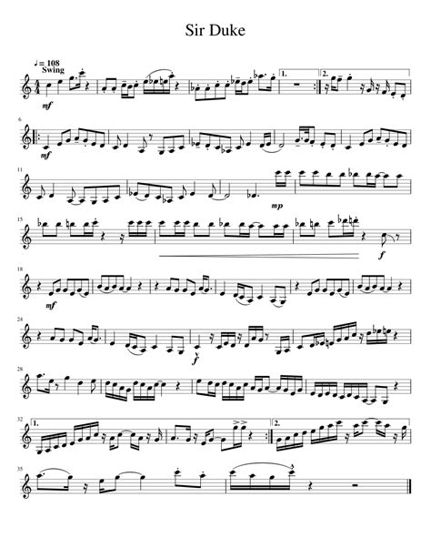 Sir Duke sheet music for Clarinet download free in PDF or MIDI