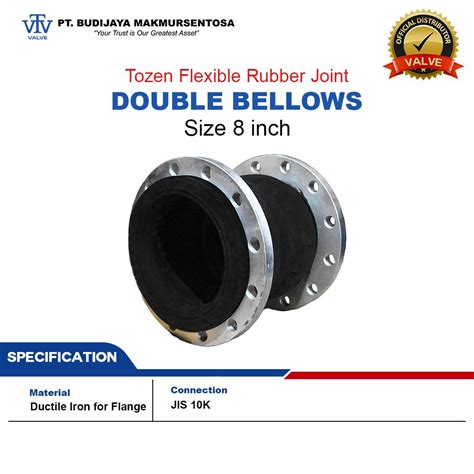 Tozen Flexible Rubber Joint Double Bellows JIS 10K Size 8 Inch