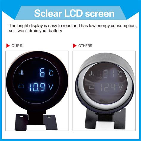 Round Led In Digital Car Truck Water Temp Gauge Temperature Sensor