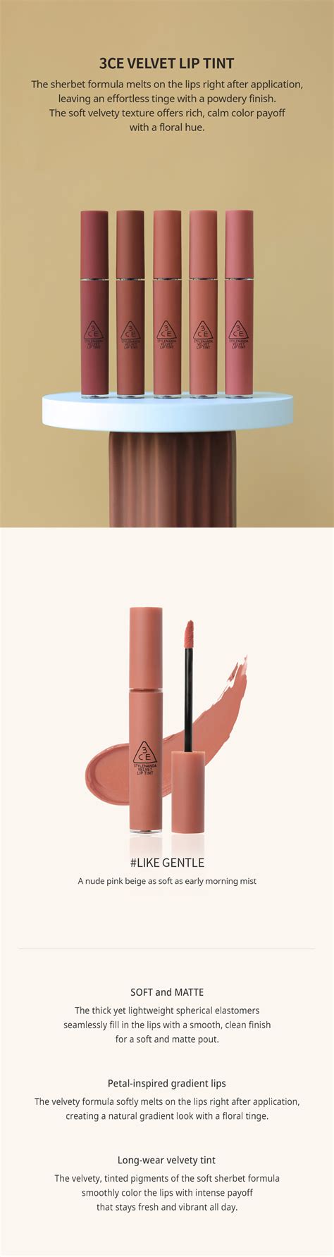 3ce Velvet Lip Tint 三熹玉 长管丝绒唇釉 4g Image Beauty Online