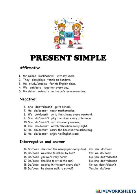 Present Simple Online Exercise For Tercero De Primaria English