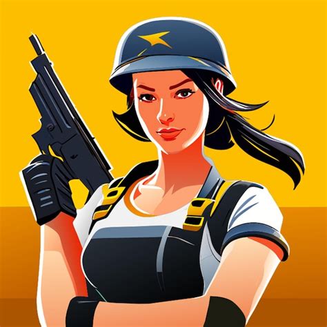 Premium Vector A Women With A Gun In Hand With A Pubg Mobile Game