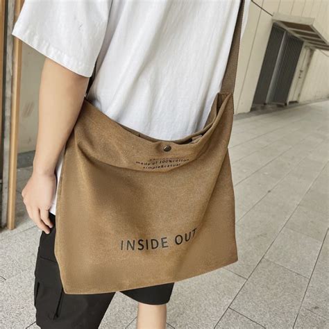 Ulzzang Korean Fashion Big Capacity Canvas Men Shoulder Bag Crossbody