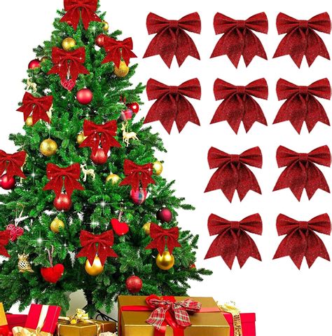 Fajoek Fiocco Albero Di Natale Rosso Pcs Fiocchi Per Albero Di