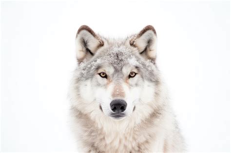 Premium AI Image | Close up on a white wolf eyes isolated on white ...